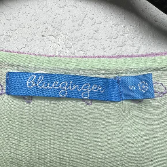 Blue Ginger Embroidered Fringe Tunic Small Boho Beach Coastal Nautical Festival - Picture 2 of 11